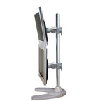 Dual Monitor Desk Stand Free-Standing LCD Mount, Holds in Vertical Position 2 Screens up to 27-inch, 5 Years Warranty, Silver (2MSFVS)