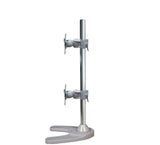 Dual Monitor Desk Stand Free-Standing LCD Mount, Holds in Vertical Position 2 Screens up to 27-inch, 5 Years Warranty, Silver (2MSFVS)