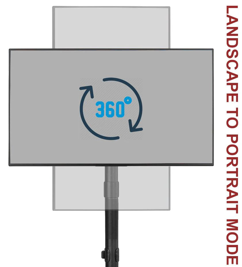 Free-Standing Extra Tall Single LCD Computer Monitor Adjustable Desk Stand for 1 Screen up to 27 inch, Supports Weight up to 10 kgs, 5 Years Warranty, Black (EF001L)