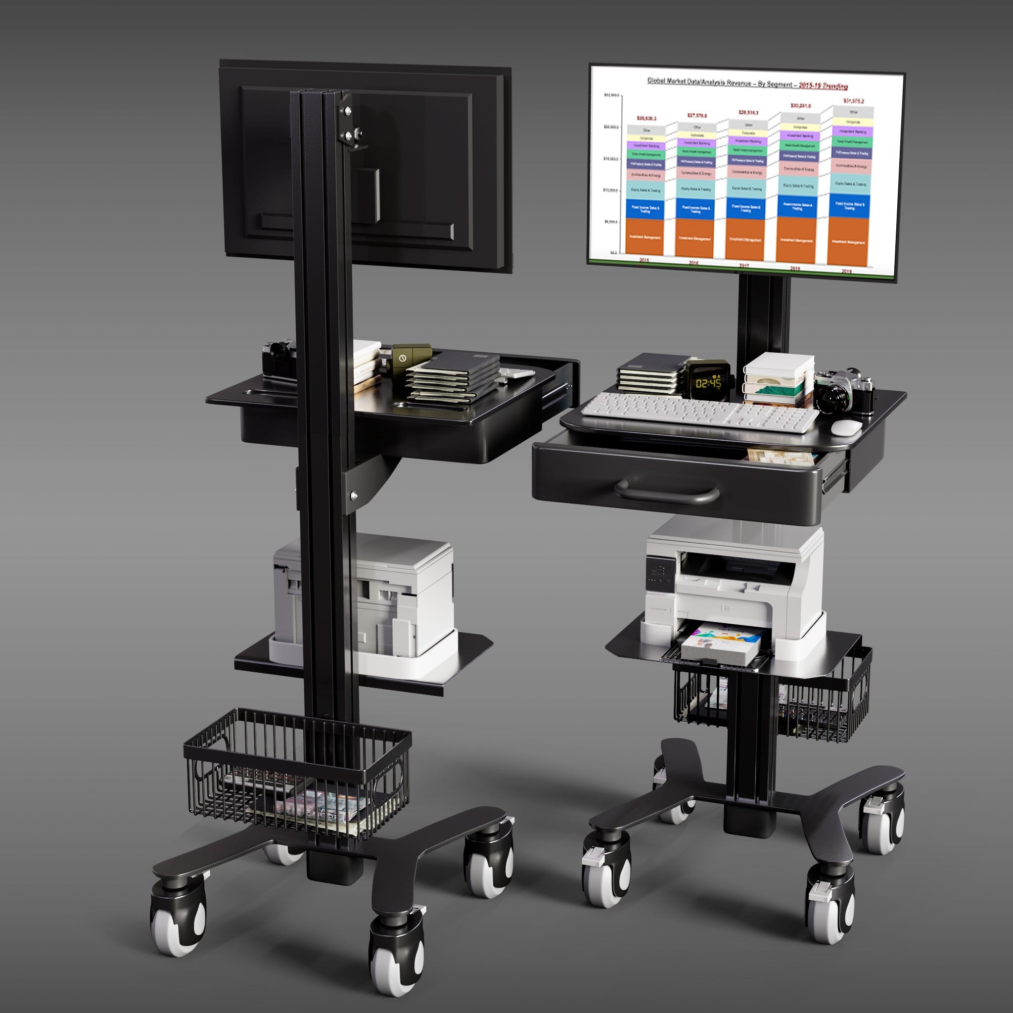 HSM-1 Medical Computer Cart - Slim Mobile Workstation for Clinics