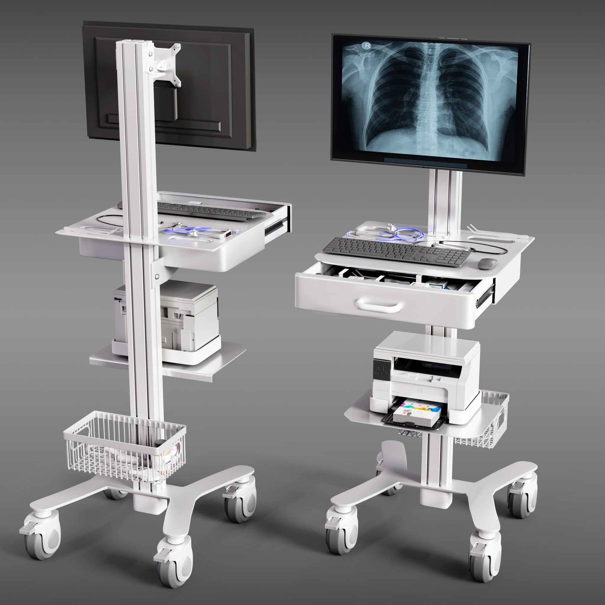 HSM-1 Medical Computer Cart - Slim Mobile Workstation for Clinics