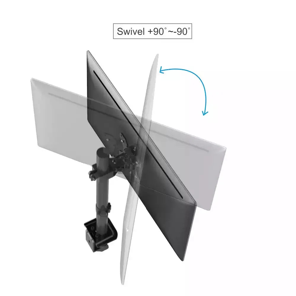 Renewed Full Motion Single Monitor Desk Mount Adjustable/Tilt/Articulating for 1 Screen up to 27", (RCMM)