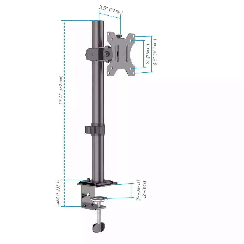Renewed Full Motion Single Monitor Desk Mount Adjustable/Tilt/Articulating for 1 Screen up to 27", (RCMM)