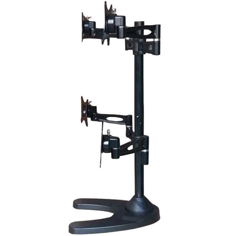 Quad Monitor Stand Freestanding, Adjustable/Tilt/Swivel/Rotate, Supports Monitors up to 27”, Adjustable VESA 75x75mm, 100x100mm Four Monitor Stand for 4 Screen Setup, Black (4MSFP)