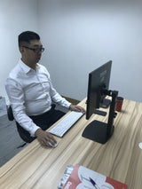 Tall Free Standing Single Monitor Mount Desk Stand, Pneumatic Spring Height Adjustable Monitor Arm for Screens up to 32 inches - Black, 5 Years Warranty (EFBGS)