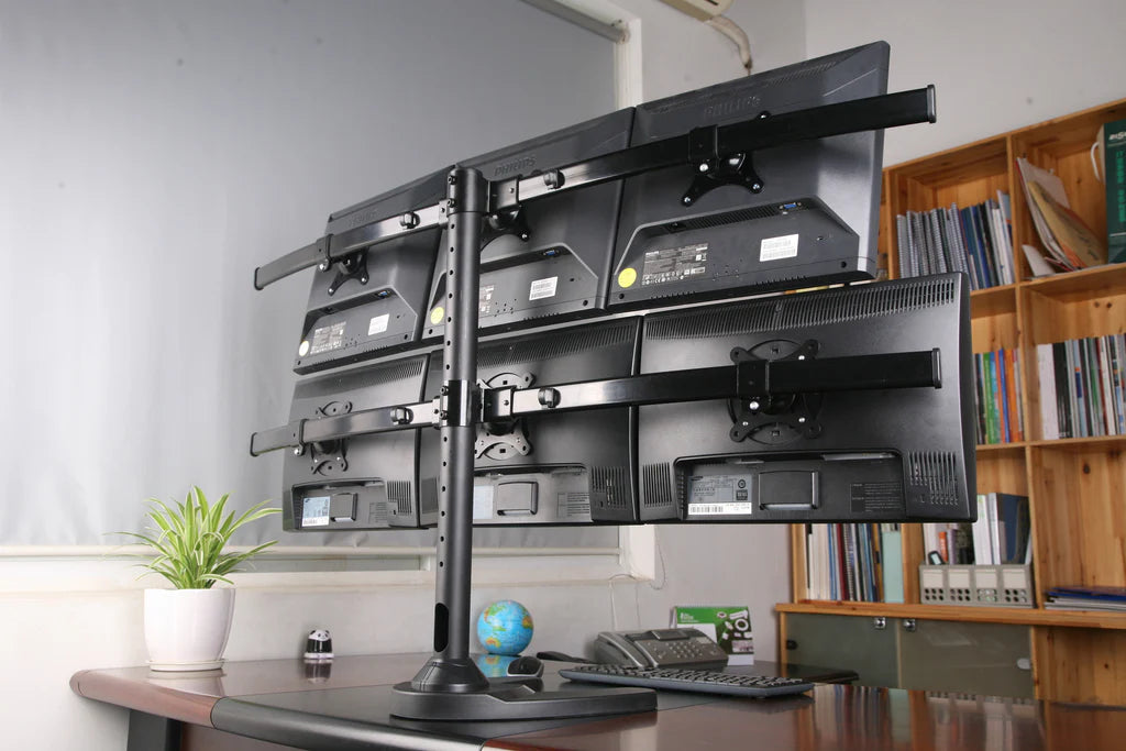 Premium Six Monitor Stand - Freestanding, 5 Years Warranty(6MS-FHP)