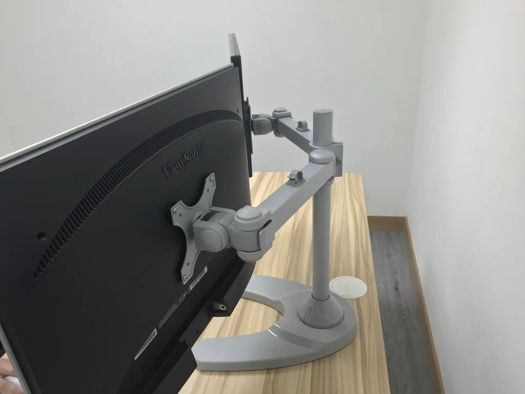 Dual Monitor Stand - Freestanding & Horizontal, 5 Years Warranty, Silver (2MSFHS)