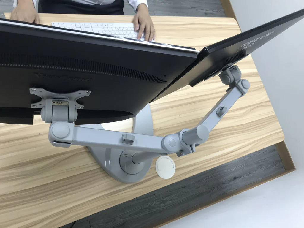 Dual Monitor Stand - Freestanding & Horizontal, 5 Years Warranty, Silver (2MSFHS)