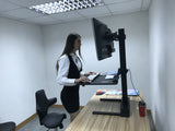 Dual 17"-32" Monitor Mount Electric ErgonomicHeight Adjustable Sit-Stand Desk Converter Workstation - Black, Model No (RTELVE-D)