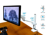 Single Monitor Desk Mount, Fits 19 to 32 Inch VESA Compatible Computer Screen Adjustable Gas Spring Monitor Arm with C Clamp Base, White, Model No (LMSPMSW)