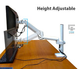 Single Monitor Desk Mount, Fits 19 to 32 Inch VESA Compatible Computer Screen Adjustable Gas Spring Monitor Arm with C Clamp Base, White, Model No (LMSPMSW)