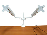Full Motion Aluminum Dual Monitor Stand, Articulating Gas Spring Vesa Mount Stand with Heavy Duty C-Clamp Base, Hold Up to 27" Screens, Up to 17.6 lbs Per Arm, White, Model No (2MSG-W)