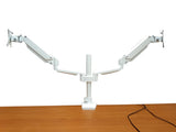 Full Motion Aluminum Dual Monitor Stand, Articulating Gas Spring Vesa Mount Stand with Heavy Duty C-Clamp Base, Hold Up to 27" Screens, Up to 17.6 lbs Per Arm, White, Model No (2MSG-W)
