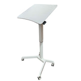 Mobile Standing Laptop Desk Converter Sit Stand Home Office Desk Workstation W/Height Adjustable from 30.3" to 45.9 Inches Folding Desk with Wheels, White (LPT02)