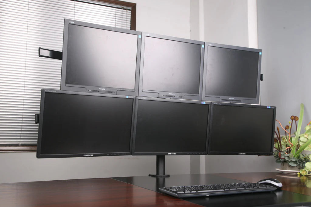 Hex Monitor Stand Desk Mount for 6 Screens, Fully Adjustable, 24 inch Screen, VESA 75x75 and 100x100, 10 KG per Monitor Weight Limit, 5 Years Warranty, 6MS-CT
