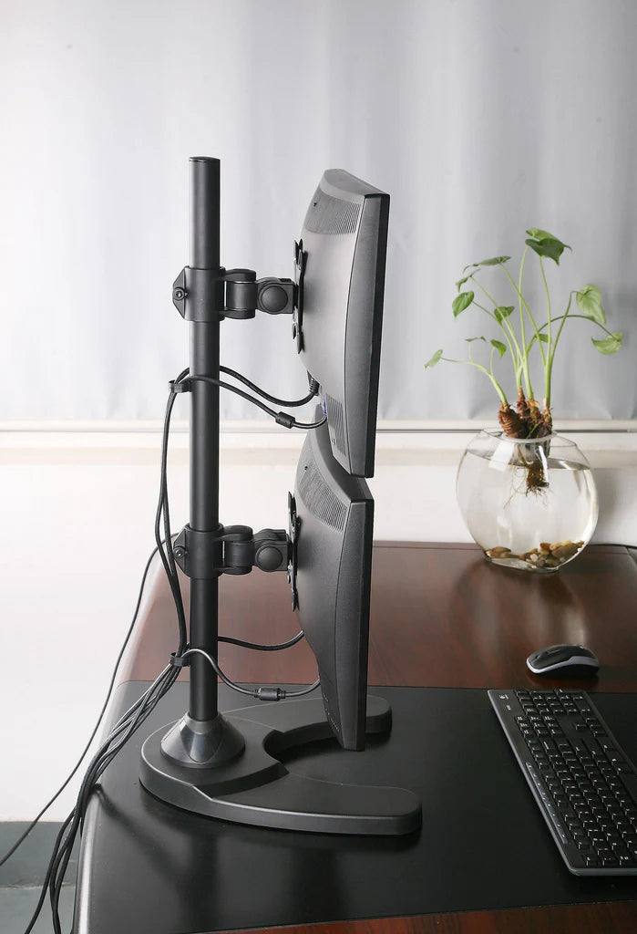 Dual Monitor Stand - Freestanding & Vertical I Dual Vertical Stacked Monitor Arm