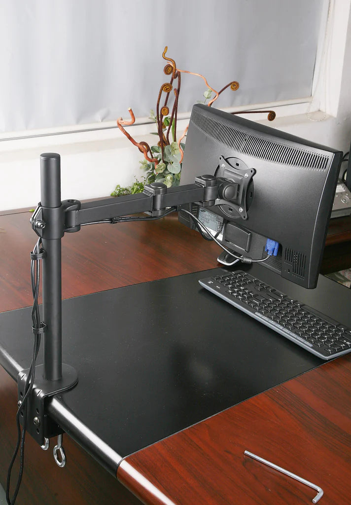 Single Monitor Desk Mount Single LCD Monitor Desk Mount Stand Fully Adjustable/Tilt/Articulating for 1 Screen up to 27", 5 Years Warranty (Model rc1e)
