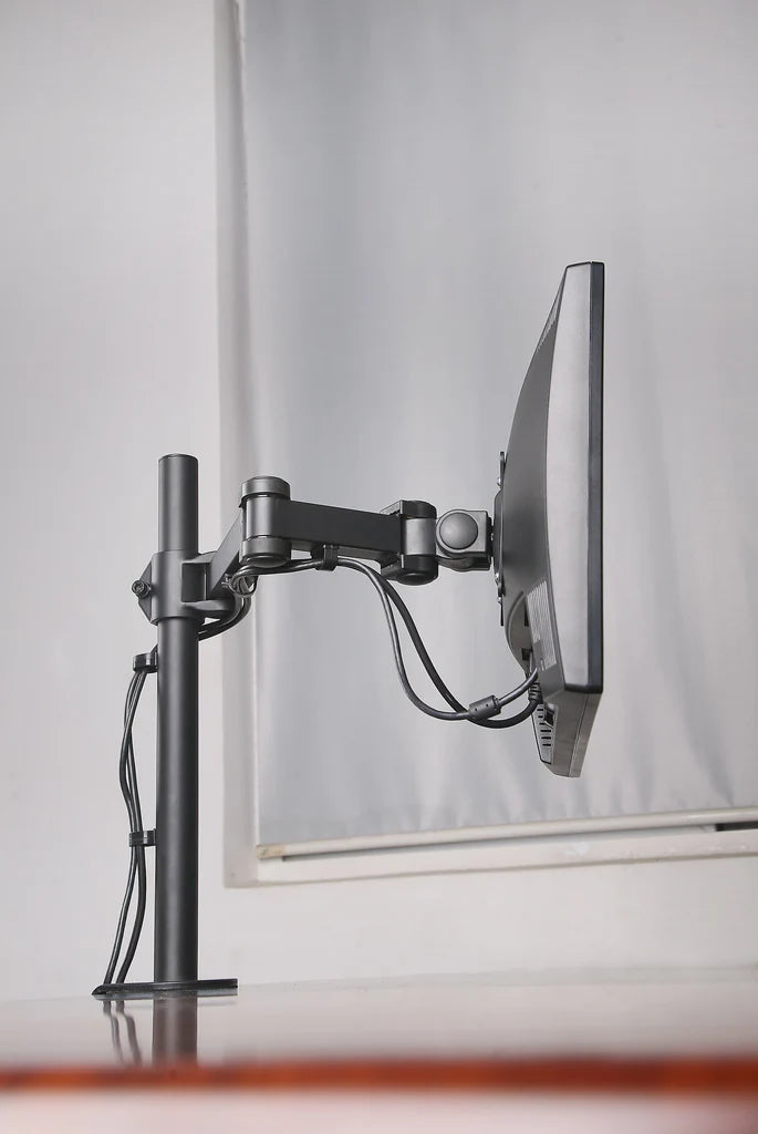 Single Monitor Desk Mount Single LCD Monitor Desk Mount Stand Fully Adjustable/Tilt/Articulating for 1 Screen up to 27", 5 Years Warranty (Model rc1e)