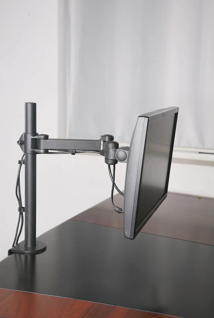 Single Monitor Desk Mount Single LCD Monitor Desk Mount Stand Fully Adjustable/Tilt/Articulating for 1 Screen up to 27", 5 Years Warranty (Model rc1e)