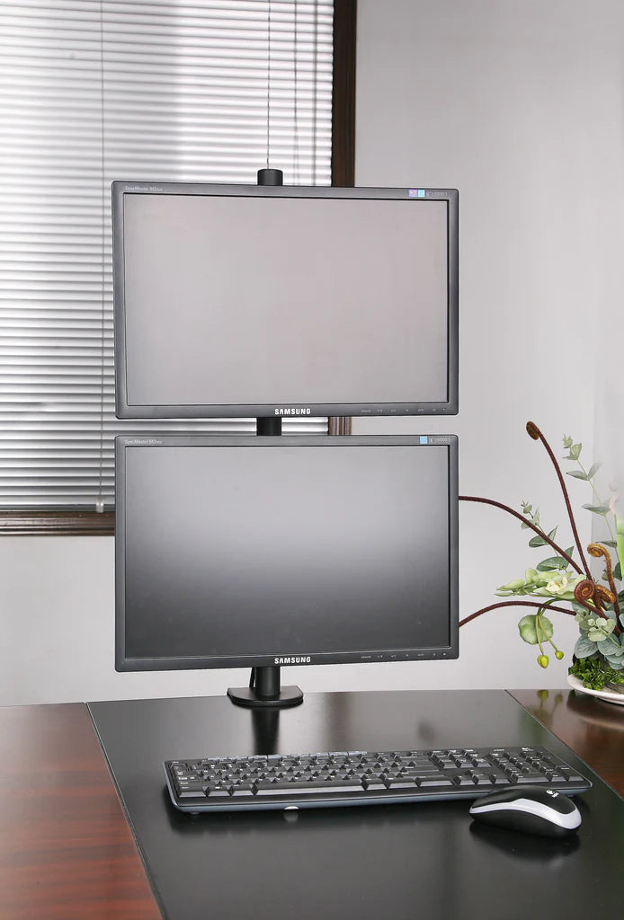 VESA Full Motion Dual Vertical Arm Desk Monitor Mount Stand with Fully Adjustable Arms Fits 2 Screens up to 27", 5 Years Warranty (Black) (2MSCTV)