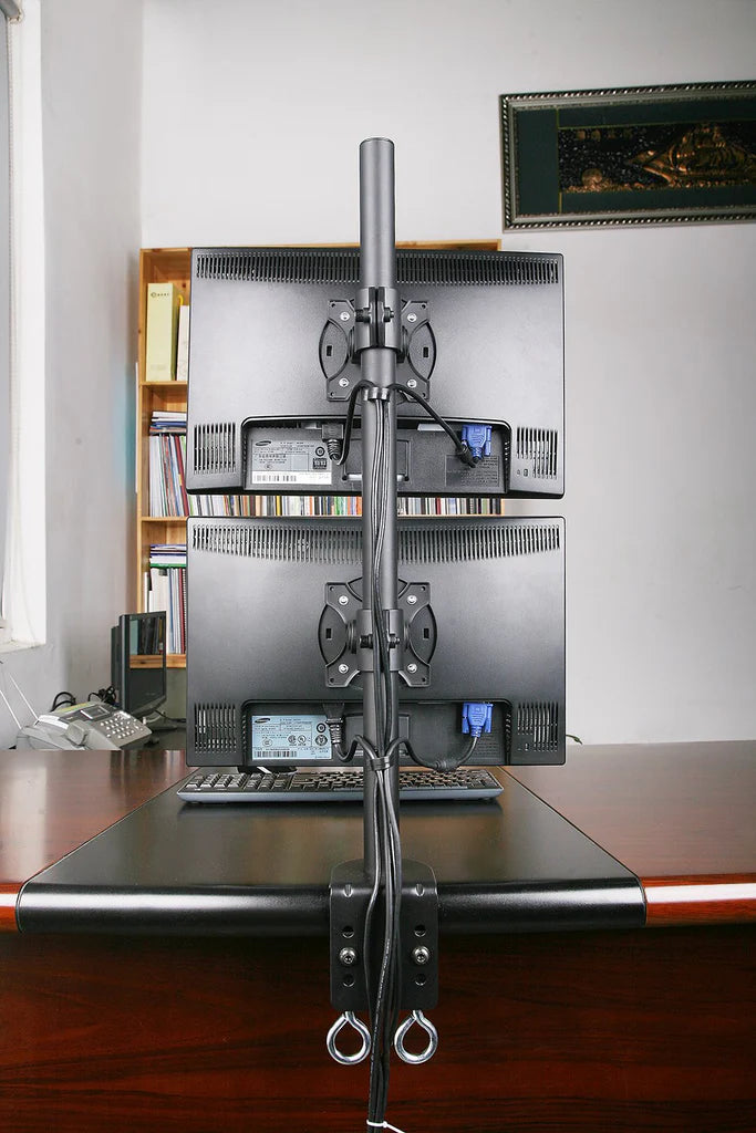 VESA Full Motion Dual Vertical Arm Desk Monitor Mount Stand with Fully Adjustable Arms Fits 2 Screens up to 27", 5 Years Warranty (Black) (2MSCTV)