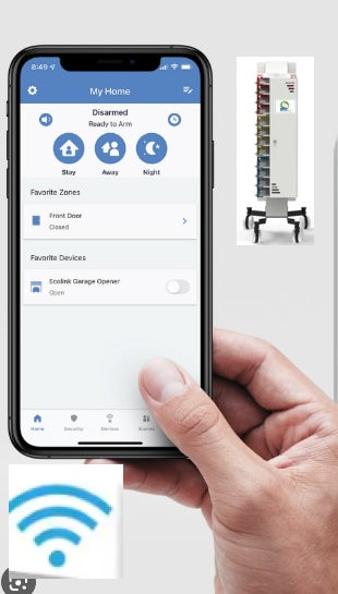 IOT WIFI controlled Easy Access Charging and Storage Tower for laptop Chromebooks, iPads