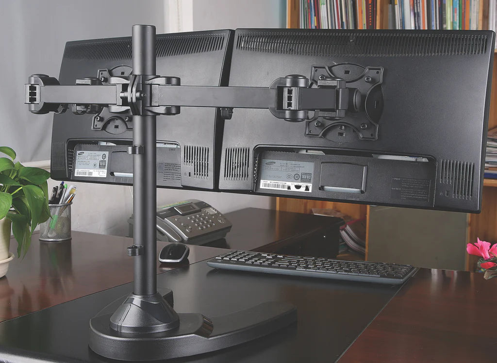 Dual Monitor Stand - Freestanding & Horizontal, 5 Years Warranty, Silver (2MSFHS)