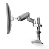 Monitor Arm Single LCD Monitor Desk Mount Stand with Gas Spring Fully Adjustable Fits 20 21 23 24 27 30 32 Screens Height Adjustable Tilt Swivel Rotate, Clamp and Grommet Base, 5 Years Warranty (MODEL LMS-GP)
