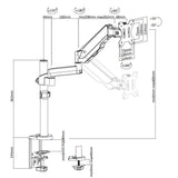 Single Monitor Desk Mount, Fits 19 to 32 Inch VESA Compatible Computer Screen Adjustable Gas Spring Monitor Arm with C Clamp Base, White, Model No (LMSPMSW)
