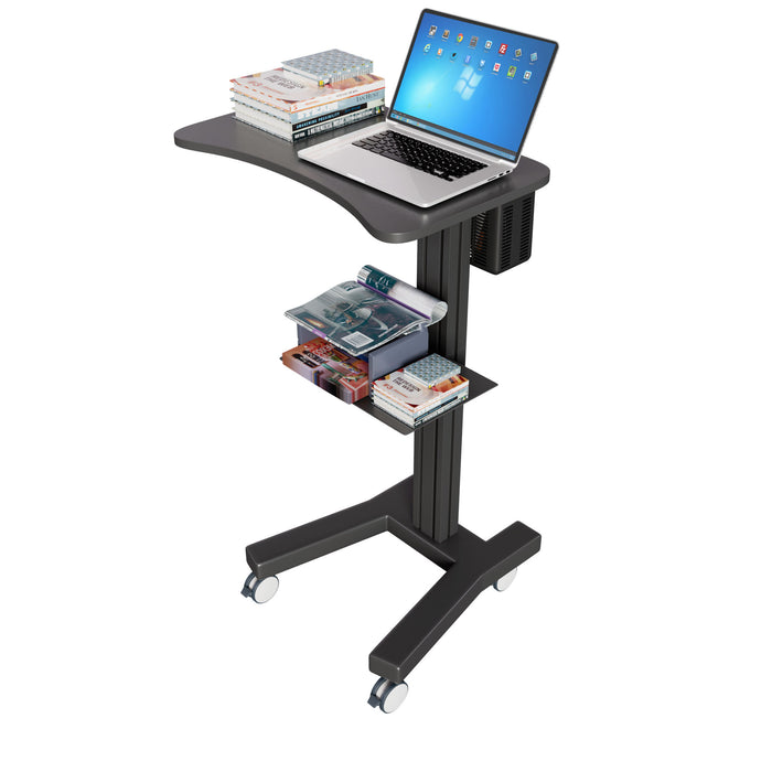 RIFE LPC04B Black Laptop Cart with Printer Shelf