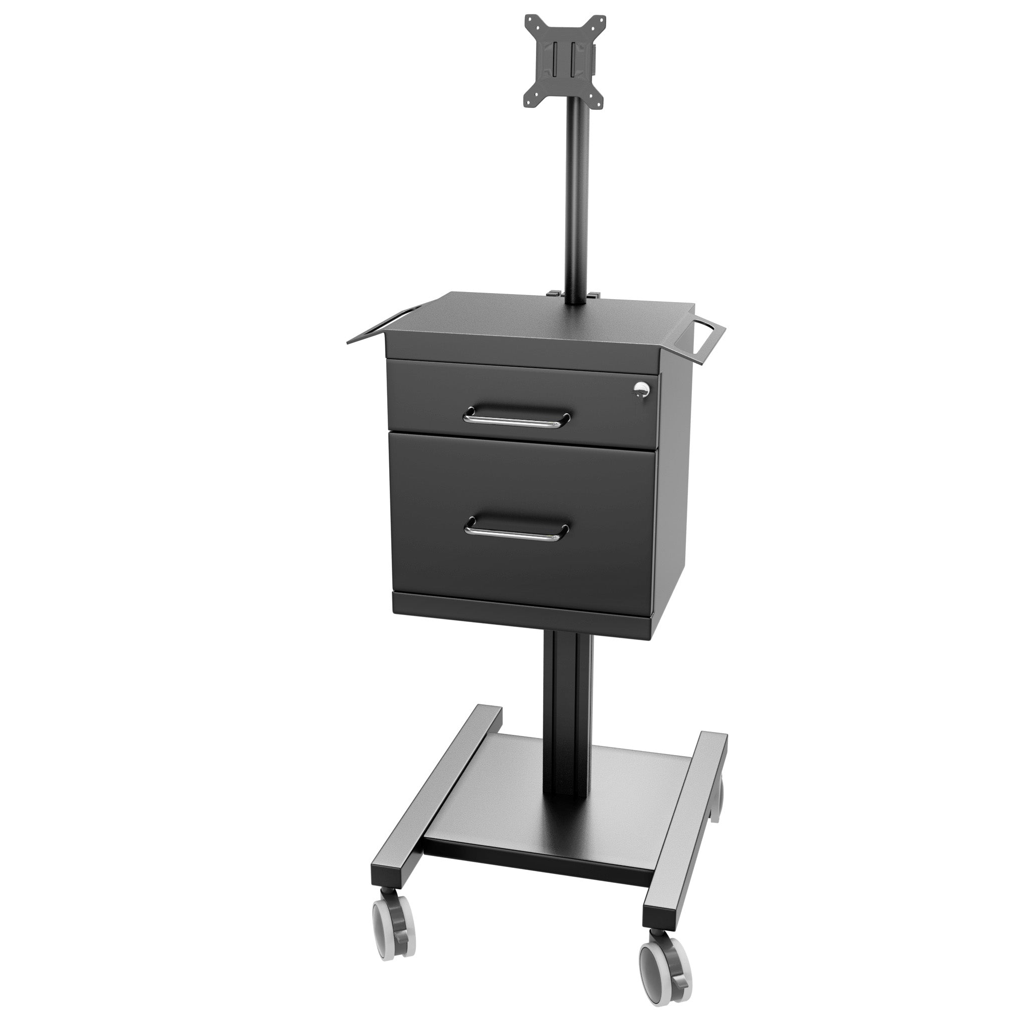 Heavy-duty computer cart with CPU storage and cable management