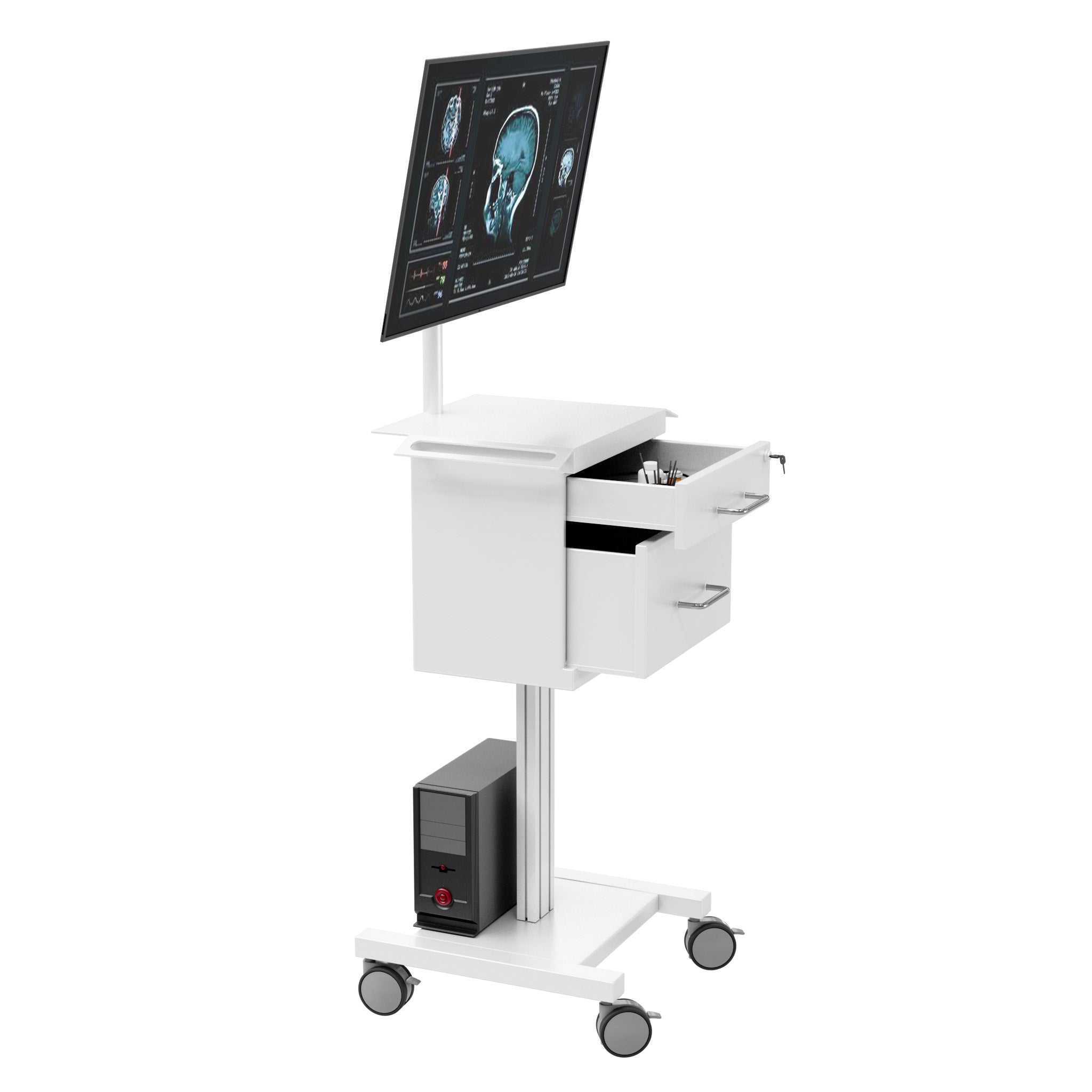 Medical Computer Cart Height Adjustable Storage Rack