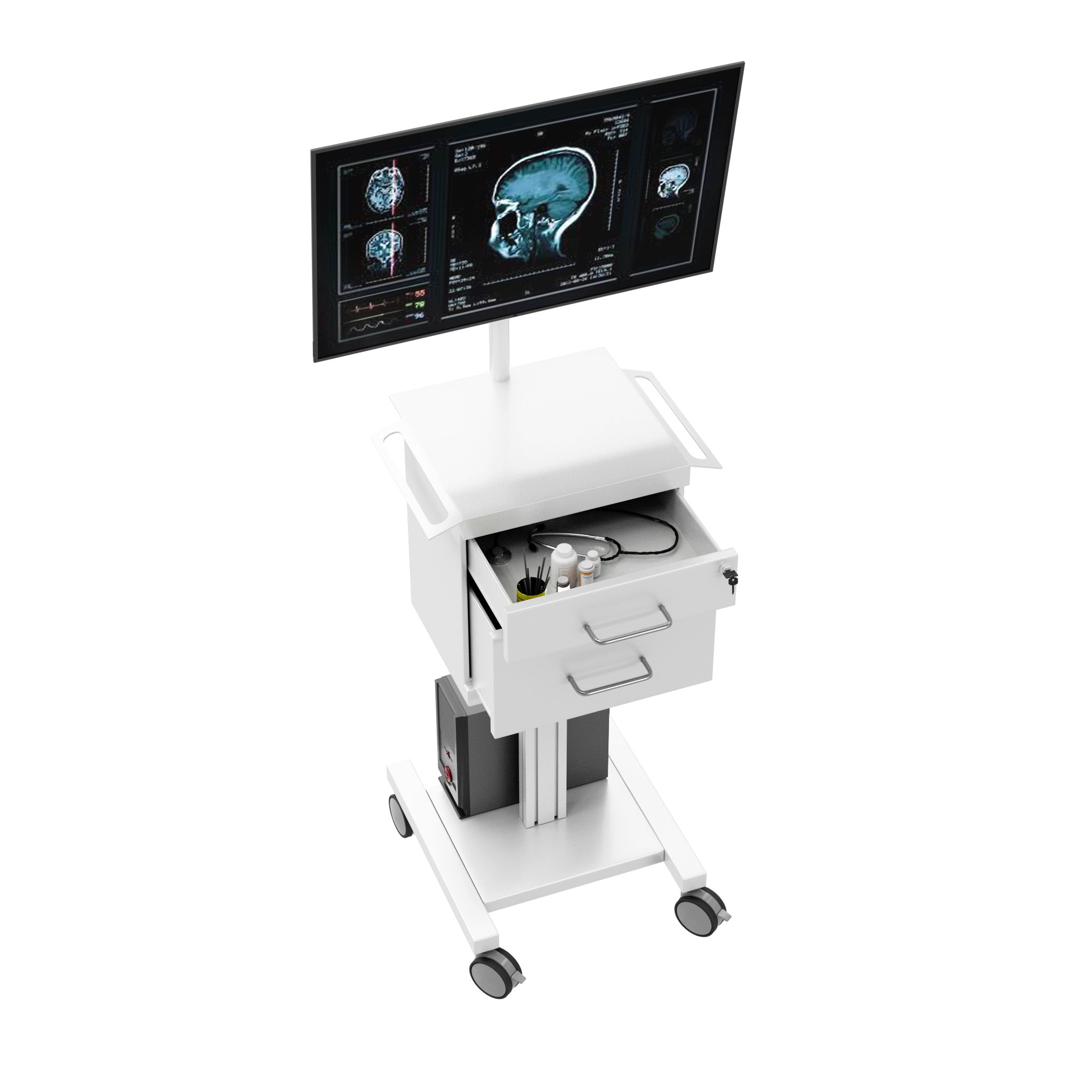 Medical Computer Cart Height Adjustable Storage Rack