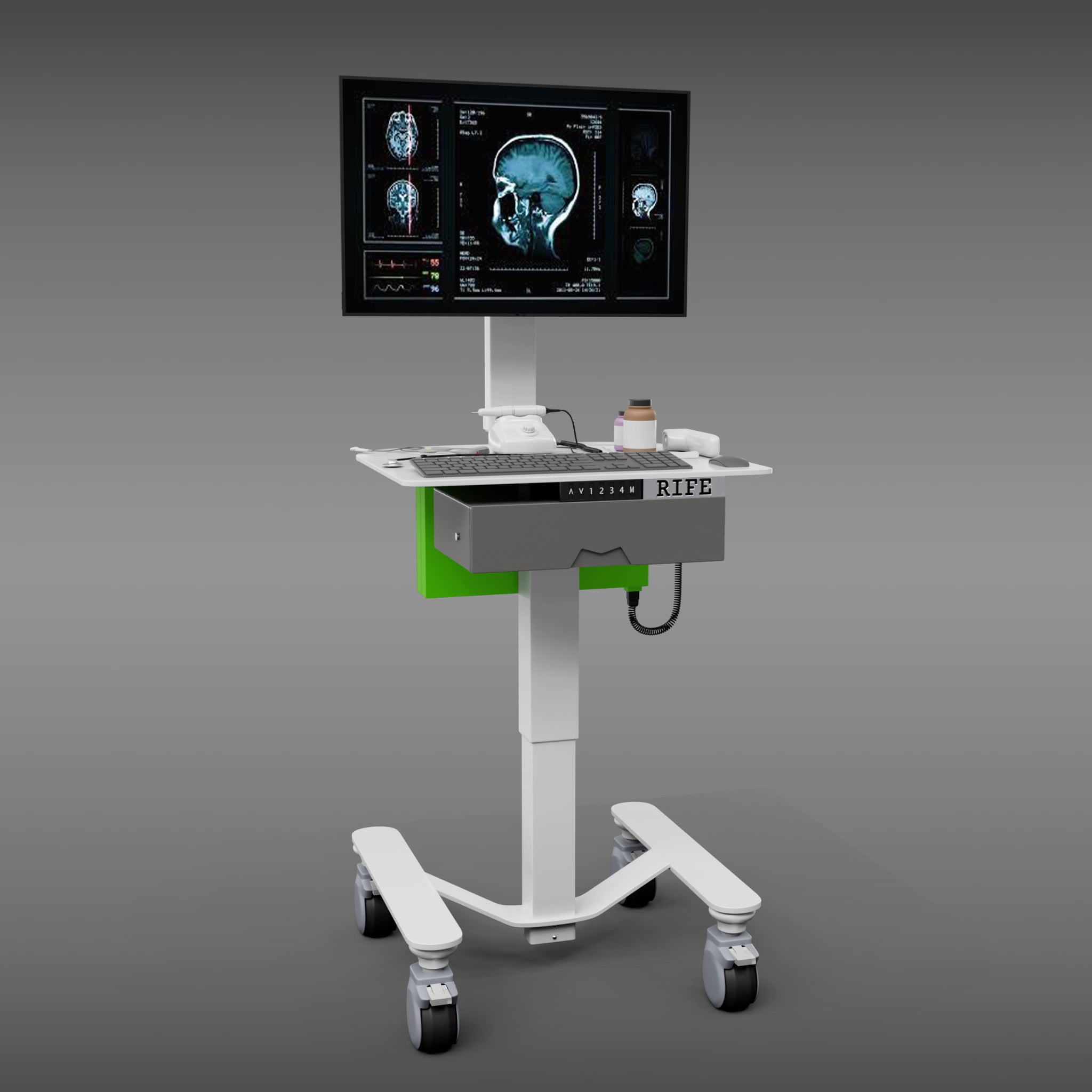 MHS5 Compact Bedside Monitor Cart with Storage Drawer
