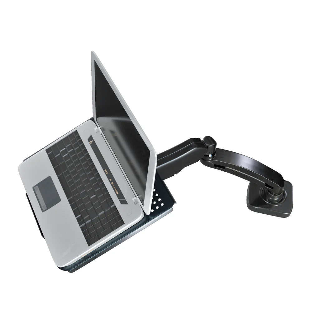 Full Motion Articulation Gas Spring Laptop Desk Stand Arm - Height Adjustable Notebook Riser, Silver/Black (NAGS)