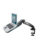 Full Motion Articulation Gas Spring Laptop Desk Stand Arm - Height Adjustable Notebook Riser, Silver/Black (NAGS)
