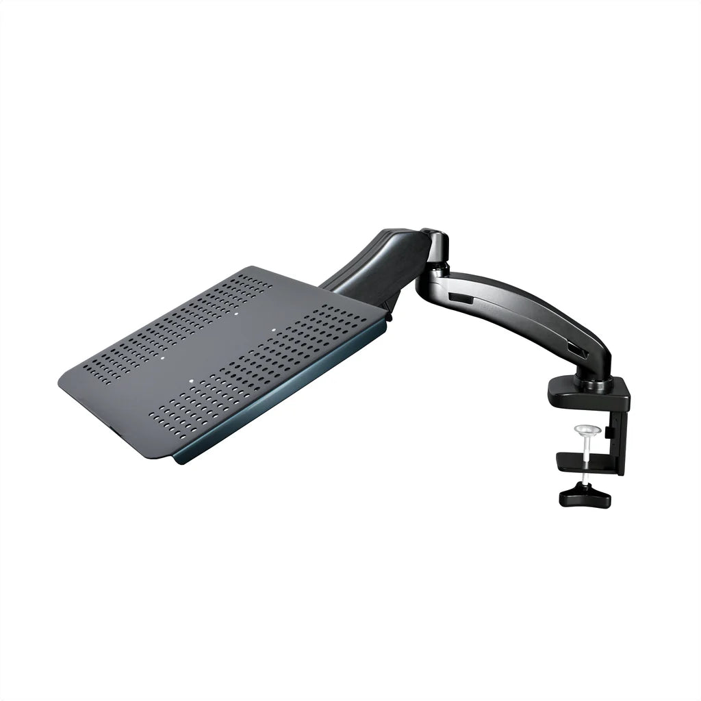 Full Motion Articulation Gas Spring Laptop Desk Stand Arm - Height Adjustable Notebook Riser, Silver/Black (NAGS)