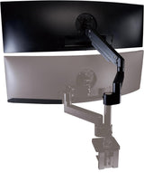 Dual Monitor Gas Spring Heavy Duty Arm for Ultrawide Monitors upto 57", Dual Desk Stand, Pneumatic Height Adjustable, Modular Arms, 100x100 VESA Mount, Black, (PMS-PRM57-D)