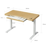 Single Motor Electric Sit to Stand Workstation with In-Built Drawer, Height Adjustable with Supportive Legs, Bamboo Top (R3071)