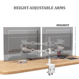 Dual LCD LED Monitor Desk Mount Stand Heavy Duty Fully Adjustable Arm fits 2 / Two Screens up to 27", 5 Years Warranty (Model RC2E-W)