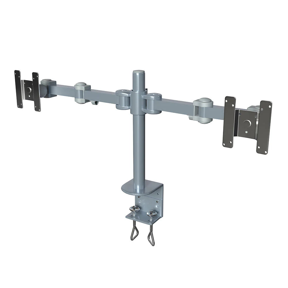 Dual LCD LED Monitor Desk Mount Stand -Fully Adjustable Arm fits 2 Screens up to 27", 5 Years Warranty, Silver (RC2ES)