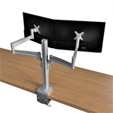 Dual Monitor Desk Mount Stand, Full Motion Compute Monitor Arm Mount for 2 LCD Screens up to 26 Inch, Dual Monitor Stand with C-Clamp, 5 Years Warranty, Silver (RCD-PRM)