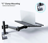 Fully Adjustable Extension with C-Clamp Single Laptop Notebook Desk Mount Stand, Black (RCLAPTOP)