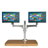 Dual Monitor Desk Mount Stand, Full Motion Compute Monitor Arm Mount for 2 LCD Screens up to 26 Inch, Dual Monitor Stand with C-Clamp, 5 Years Warranty, Silver (RCD-PRM)
