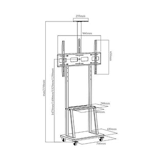 Heavy Duty Mobile TV Cart for 62 to 100 Inch LED/LCD TV Screens, 80 KG Load Capacity, 900x600mm Max VESA, Black (R180)