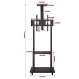 Heavy Duty Mobile TV Cart for 32 to 70 Inch LED/LCD TV Screens, 40 KG Load Capacity, 600x400mm Max VESA, Black (R170)
