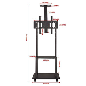 Heavy Duty Mobile TV Cart for 32 to 70 Inch LED/LCD TV Screens, 40 KG Load Capacity, 600x400mm Max VESA, Black (R170)
