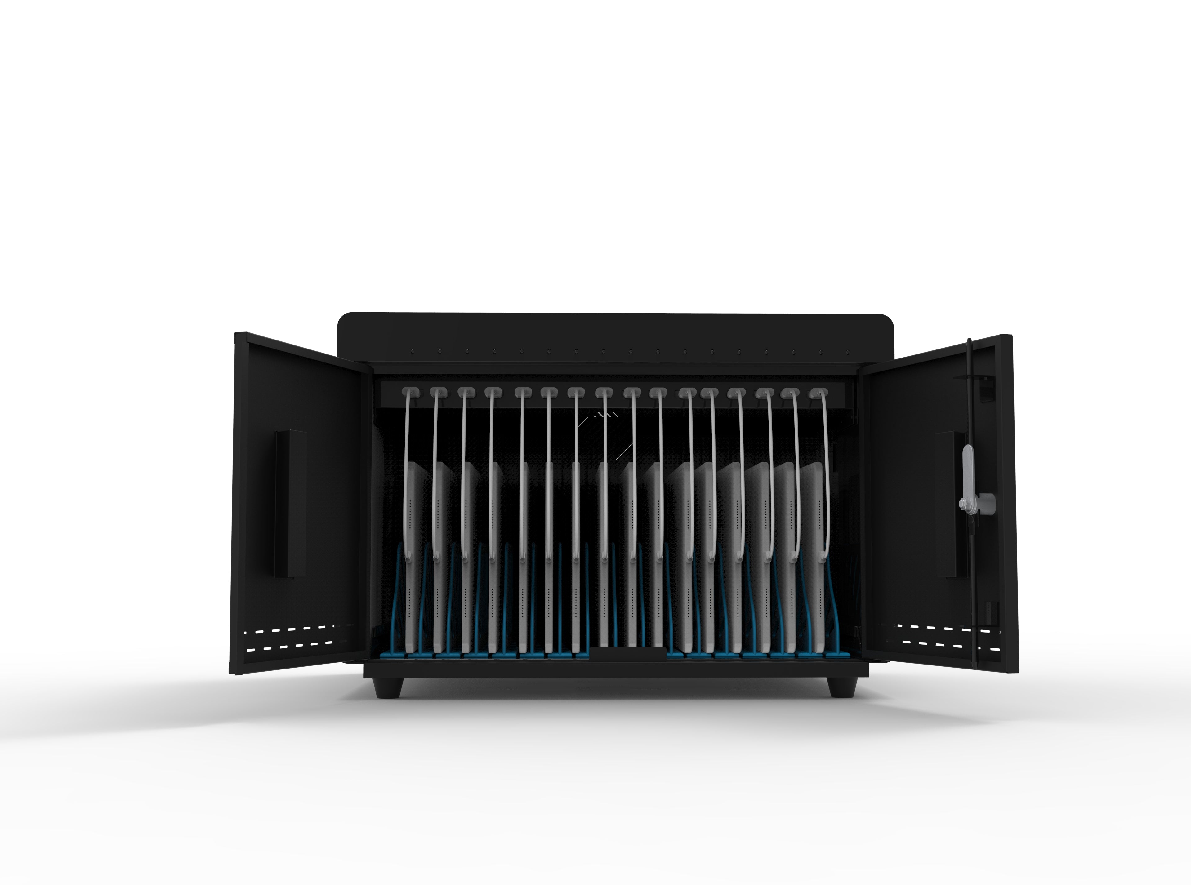 Tablet Charging Cabinet/Cart Suitable for Tablets up to 12 Inches, 16-BIT Workstation, Black (RM16)