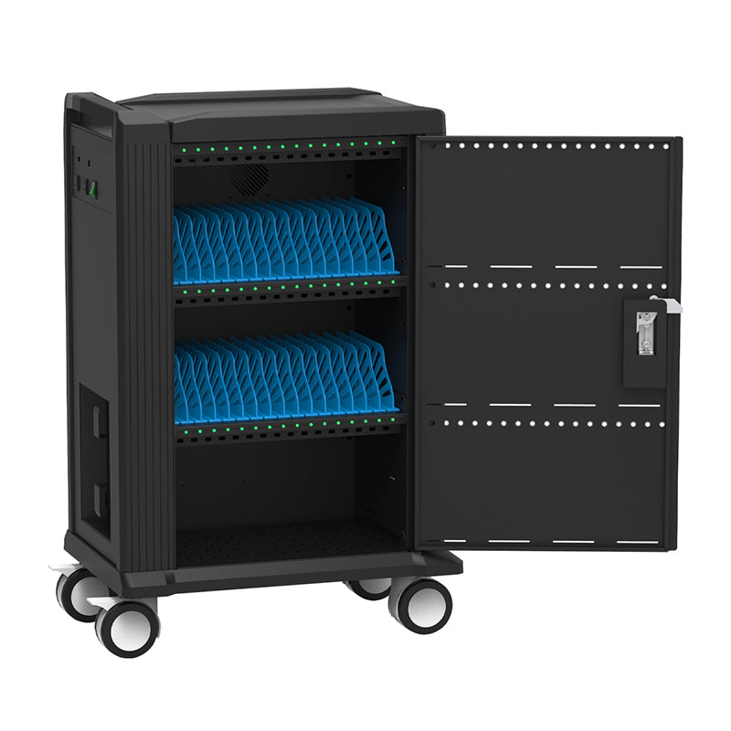 Tablet Charging Cabinet/Cart Suitable for Tablets up to 11 Inches, 32-BIT Workstation, Black (RM32)