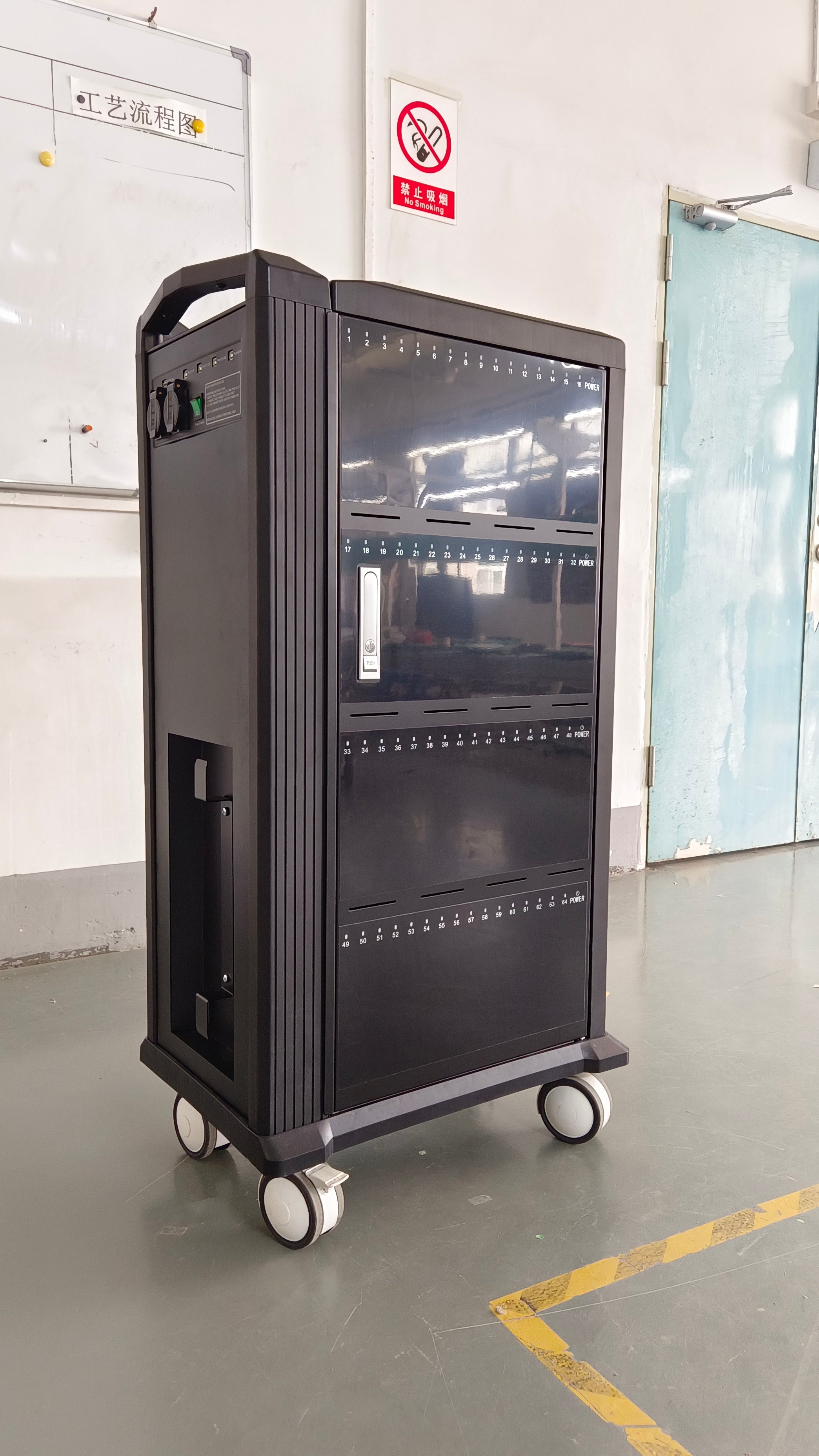 Tablet Charging Cabinet/Cart Suitable for Tablets up to 11 Inches, 64-BIT Workstation, Black (RM64)